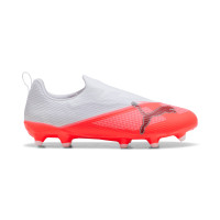 PUMA Ultra 7 Match Veterloze Gras / Kunstgras Voetbalschoenen (MG) Kids Wit Felrood Zwart