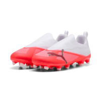 PUMA Ultra 7 Match Veterloze Gras / Kunstgras Voetbalschoenen (MG) Kids Wit Felrood Zwart