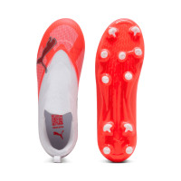 PUMA Ultra 7 Match Veterloze Gras / Kunstgras Voetbalschoenen (MG) Kids Wit Felrood Zwart