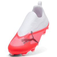 PUMA Ultra 7 Match Veterloze Gras / Kunstgras Voetbalschoenen (MG) Kids Wit Felrood Zwart