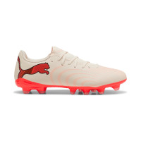 PUMA Future 9 Play Gras / Kunstgras Voetbalschoenen (MG) Gebroken Wit Zwart Roze
