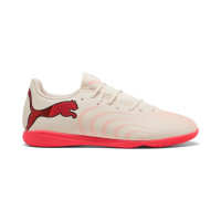 PUMA Future 9 Play Zaalvoetbalschoenen (IN) Gebroken Wit Zwart Roze