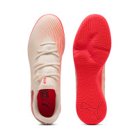 PUMA Future 9 Play Zaalvoetbalschoenen (IN) Gebroken Wit Zwart Roze