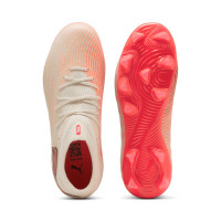 PUMA Future 9 Pro Gras / Kunstgras Voetbalschoenen (MG) Kids Gebroken Wit Zwart Roze