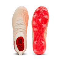 PUMA Future 9 Match Gazon Naturel Artificiel Chaussures de Foot (MG) Enfants Blanc Cassé Noir Rose