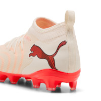 PUMA Future 9 Match Gazon Naturel Artificiel Chaussures de Foot (MG) Enfants Blanc Cassé Noir Rose