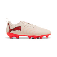 PUMA Future 9 Play Gazon Naturel / Artificiel Chaussures de Foot (MG) Enfants Blanc Cassé Noir Rose