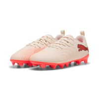 PUMA Future 9 Play Gazon Naturel / Artificiel Chaussures de Foot (MG) Enfants Blanc Cassé Noir Rose