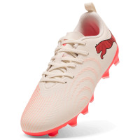 PUMA Future 9 Play Gazon Naturel / Artificiel Chaussures de Foot (MG) Enfants Blanc Cassé Noir Rose