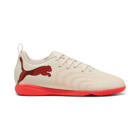 PUMA Future 9 Play Chaussures de Foot en Salle (IN) Enfants Blanc Cassé Noir Rose