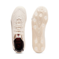 PUMA King 20 Match Gazon Naturel Artificiel Chaussures de Foot (MG) Blanc Cassé Noir Rouge