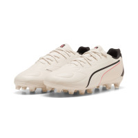 PUMA King 20 Match Gras / Kunstgras Voetbalschoenen (MG) Kids Gebroken Wit Zwart Rood