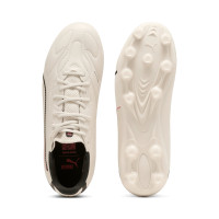 PUMA King 20 Match Gras / Kunstgras Voetbalschoenen (MG) Kids Gebroken Wit Zwart Rood