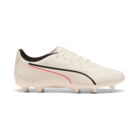 PUMA King 20 Play Gazon Naturel Artificiel Chaussures de Foot (MG) Blanc Cassé Noir Rouge