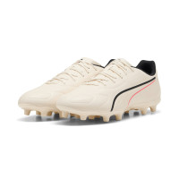 PUMA King 20 Play Gazon Naturel Artificiel Chaussures de Foot (MG) Blanc Cassé Noir Rouge