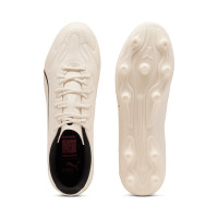 PUMA King 20 Play Gazon Naturel Artificiel Chaussures de Foot (MG) Blanc Cassé Noir Rouge