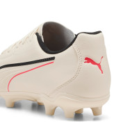 PUMA King 20 Play Gazon Naturel Artificiel Chaussures de Foot (MG) Blanc Cassé Noir Rouge