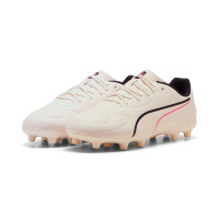 PUMA King 20 Play Gras / Kunstgras Voetbalschoenen (MG) Kids Gebroken Wit Zwart Rood
