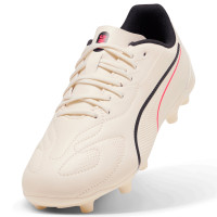 PUMA King 20 Play Gras / Kunstgras Voetbalschoenen (MG) Kids Gebroken Wit Zwart Rood