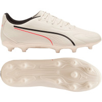 PUMA King 20 Play Gazon Naturel Artificiel Chaussures de Foot (MG) Blanc Cassé Noir Rouge