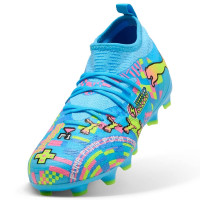 PUMA Future 9 Match ADV Gazon Naturel Artificiel Chaussures de Foot (MG) Enfants Bleu Vif Rose Vif Vert Néon