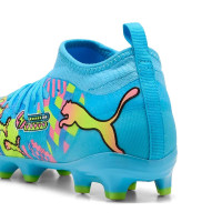 PUMA Future 9 Match ADV Gazon Naturel Artificiel Chaussures de Foot (MG) Enfants Bleu Vif Rose Vif Vert Néon