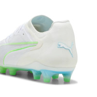 PUMA KING 20 Ultimate Gras / Kunstgras Voetbalschoenen (MG) Wit Felblauw Felgroen Zilver