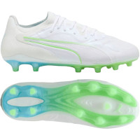 PUMA KING 20 Ultimate Gras / Kunstgras Voetbalschoenen (MG) Wit Felblauw Felgroen Zilver