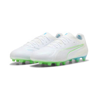 PUMA KING 20 Ultimate Gras / Kunstgras Voetbalschoenen (MG) Wit Felblauw Felgroen Zilver