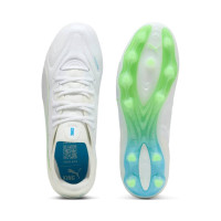 PUMA KING 20 Ultimate Gras / Kunstgras Voetbalschoenen (MG) Wit Felblauw Felgroen Zilver