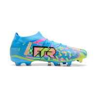 PUMA Future 9 Match ADV Gazon Naturel Artificiel Chaussures de Foot (MG) Bleu Vif Rose Vif Vert Néon