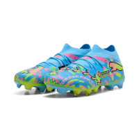 PUMA Future 9 Match ADV Gazon Naturel Artificiel Chaussures de Foot (MG) Bleu Vif Rose Vif Vert Néon