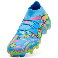 PUMA Future 9 Match ADV Gazon Naturel Artificiel Chaussures de Foot (MG) Bleu Vif Rose Vif Vert Néon