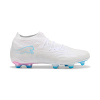 PUMA Future 9 Ultimate Gazon Naturel Chaussures de Foot (FG) Blanc Bleu Vif Rose Vif