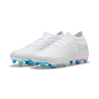 PUMA Future 9 Ultimate Gazon Naturel Chaussures de Foot (FG) Blanc Bleu Vif Rose Vif