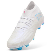 PUMA Future 9 Ultimate Gazon Naturel Chaussures de Foot (FG) Blanc Bleu Vif Rose Vif