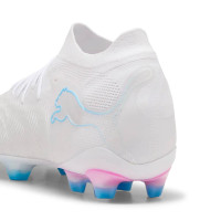 PUMA Future 9 Ultimate Gazon Naturel Chaussures de Foot (FG) Blanc Bleu Vif Rose Vif