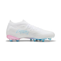 PUMA Future 9 Pro Gazon Naturel Artificiel Chaussures de Foot (MG) Blanc Bleu Vif Rose Vif