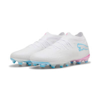 PUMA Future 9 Pro Gazon Naturel Artificiel Chaussures de Foot (MG) Blanc Bleu Vif Rose Vif