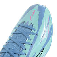 adidas F50 Sparkfusion Trinity League Gazon Naturel Artificiel Chaussures de Foot (MG) Enfants Bleu Bleu Vif Rose Vif