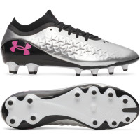 Under Armour Magnetico Pro 6 Gras Voetbalschoenen (FG) Zwart Metallic Silver Felroze