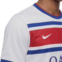Maillot d'entraînement d'avant-match Nike Paris Saint-Germain 2026-2027 blanc bleu foncé rouge