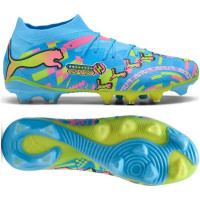 PUMA Future 9 Match ADV Gazon Naturel Artificiel Chaussures de Foot (MG) Bleu Vif Rose Vif Vert Néon