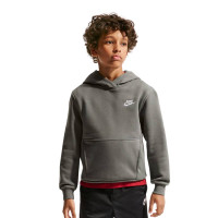 Nike Sportswear Club Fleece Hoodie Kids Donkergrijs Wit