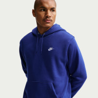Sweat à capuche polaire Nike Sportswear Club bleu foncé blanc