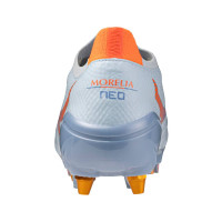 Mizuno Morelia Neo V Beta Elite Crampons Vissés Chaussures de Foot (SG) Bleu Clair Bleu Orange
