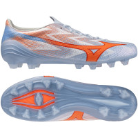 Mizuno Alpha III Japan Gazon Naturel Chaussures de Foot (FG) Bleu Clair Bleu Orange