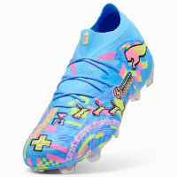 PUMA Future 9 Ultimate ADV Gazon Naturel Chaussures de Foot (FG) Bleu Vif Rose Vif Vert Néon