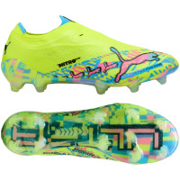 PUMA Ultra Nitro 7 Ultimate ADV Sans Lacets Gazon Naturel Chaussures de Foot (FG) Vert Néon Bleu Vif Rose Vif
