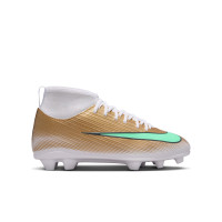Nike Mercurial Superfly 11 Mbappé Club Gazon Naturel Artificiel Chaussures de Foot (MG) Enfants Doré Vert Blanc